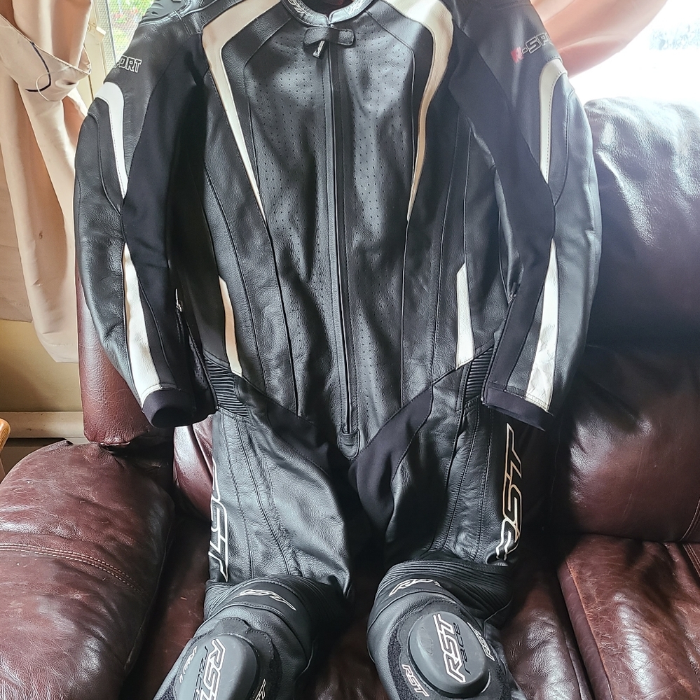 RST R-Sport CE One Piece Leathers (Black/White) 2967 - UK40/EU50